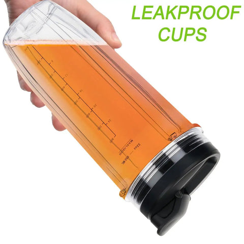 Hand holding 32oz Blender Cup With Sip And Seal Lid Replacement For Auto IQ Series Blenders 2 Pack Fits 4 Inch Blade Models