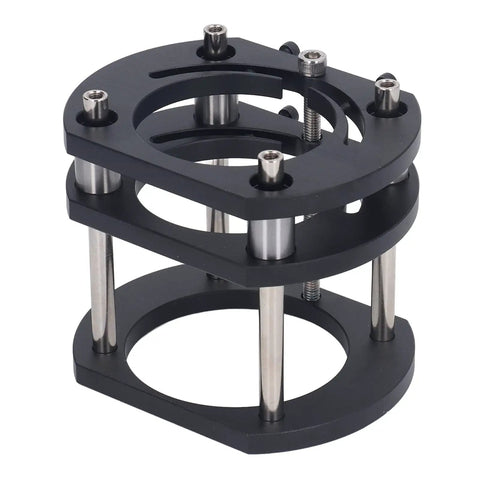 Router Lift Base For Small Milling And Trimming Machines With 4 Jaw Clamping Built Tough From Aluminum Alloy And Stainless Steel, Metal Milling Table Lifting System, Lift Up To 54mm, Clamp Diameter 64 To 66mm Black, top view