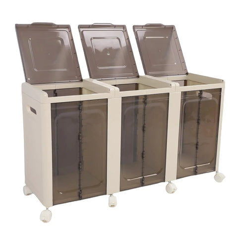 Rock Solid Stackable Storage Bins With Slick Roller Wheels And Safe Brakes, Foldable Plastic Containers Featuring Clear Sliding Doors For No Sweat Home Organization, Zero Hassle Collapsible Boxes For Clothes And Toys, 3 Tier