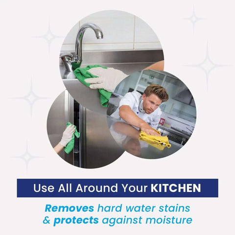 Cleaner used on stainless steel kitchen appliances and chrome faucet with Multipurpose All In One Metal Cleaner And Polish For Chrome Aluminum Silverware Glass And Fiberglass Cleans Shines And Protects All Metals Fiberglass And Acrylics Home And Industrial Use 1000ml Can.