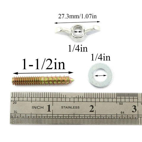 Eight Pack Galvanized Hanger Bolts With Wing Nuts And Flat Washers Set, includes 1/4 in hardware for pet crates and renovation projects.