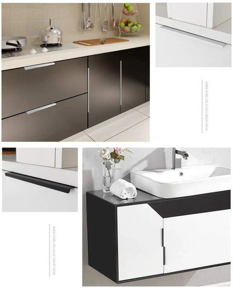 Invisible Aluminum Drawer Handle For Cabinets And Dressers Sleek Hidden Mounting Low Profile Pull shown on modern kitchen cabinets