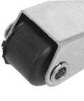 Close-up of Solid Build Smooth Glide 4 Pack Vertical Barn Door Rollers showing black caster wheel and metal mounting bracket.