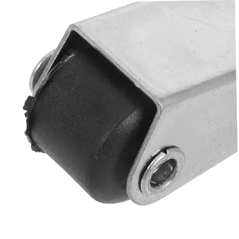 Close-up of Solid Build Smooth Glide 4 Pack Vertical Barn Door Rollers showing black caster wheel and metal mounting bracket.