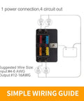Road Ready 4 Way Blade Fuse Box With Built In Led Indicator For Blown Fuses, 4 circuit design with suggested wiring sizes.