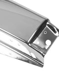 Close-up of chrome steel front bumper impact face bar for 2007–2013 Chevy Silverado showing mounting holes.