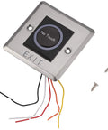 Hands Free Infrared Sensor Switch Exit Button With LED Indicator For Doors And Gates Industrial IP 55 Steel Plate Contactless Door Release Quick Response No Contact Touchless Access Control showing wiring and screws