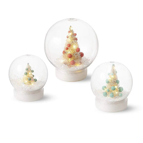 Clear Plastic Diy Snow Globe With Screw Off Cap Super Sturdy And Shatterproof Five Inch Water Dome, showcasing festive mini trees.