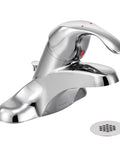 MBition 4 Inch Centerset Bathroom Faucet With Grid Strainer Chrome Finish, featuring ceramic disc cartridges and stainless steel supply lines