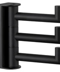 Super Slick Swivel Towel Hook With Three Turning Arms Matte Black Wall Mount Coat Rack close-up showing three arms for efficient hanging.