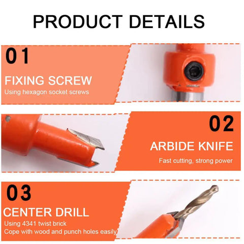 Product details of Heavy Duty Hole Punch Set Five Sixteenth Inch Eight Millimeter With Countersink Drill showing fixing screw, knife, and drill