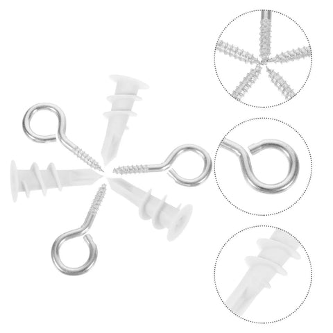 Heavy Duty Self-Drilling Drywall Anchors Kit With Eye Hooks And Screws for gypsum and plasterboard walls, close-up of anchor design