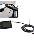 Electric LCD Display For E Bikes And Scooters 22.2mm Handlebar Fit Supports 24V 36V And 48V Systems IP65 Rated ABS Meter Control Panel With SM Plug S866 Style E Bike Display Big Screen Easy Read shown mounted on handlebar and separately