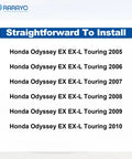 Installation guide for Honda Odyssey EX EX-L Touring 2005-2010, featuring easy installation instructions by RARAYC.