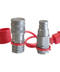 3/8 Inch Flat Face Hydraulic Quick Connect Coupler Set with 3/8 Inch NPT Thread ISO 16028 Standard and Dust Caps, heavy duty