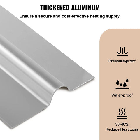 Close-up of PEX Radiant Floor Heat Transfer Plates 100 Pack, Aluminum Two Foot Long Plates For One Half Inch Tubing