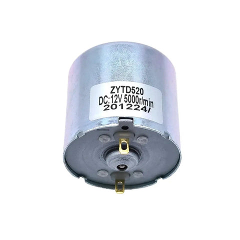 Heavy Duty 12V DC Motor ZYTD520-03C PM Replacement For 520-03B Engine with silver casing and label showing specs.