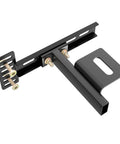 Built Tough Adjustable Headboard Brackets For Metal Bed Frame With Heavy Duty Footboard Extension Bolts No Sweat Install Matte Black Mounting Kit Fits Twin Full Queen King Size 2 Pack close-up of bracket with bolts and adjustable slots
