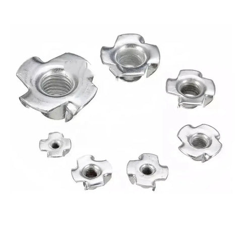 Thickened Steel Four Claw T Nut Inserts For Wood With Blind Prong M6x20 Beefy Duty Speaker Nut Fastener set