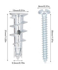 Heavy Duty Hollow Metal Wall Anchors And Screws Kit With Self Drilling Drywall Anchors In Zinc Alloy, No Predrilling Needed For 3/8 To 5/8 Inch. 31mm anchor, 35mm screw