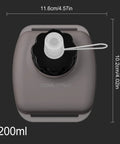 Top view of the Wrist Water Bottle On The Go 200ml Leak Proof No Spill Hydration Gear with dimensions shown on a dark background.