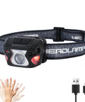 Beast Bright Outdoor Headlamp With Type C Rechargeable Battery, 6 Modes, Over 1000 Lumens, IPX5 Waterproof, black strap, USB cable
