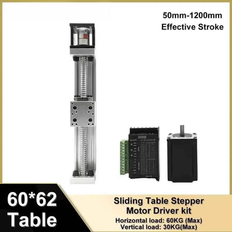 Big Shot Shaft Linear Actuator With Smooth Operator Glide Sixty Millimeter Wide Nema 23 Motor And SFU 1605 Ball Screw For CNC Stage Rig 1200 Mm Stroke Two Nm Kickass Torque image showing a linear actuator with motor driver kit.
