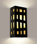 Modern Grid Wall Sconce With One Light Black Gloss Finish And Crisp White Frosted Glass to enhance wall decor.