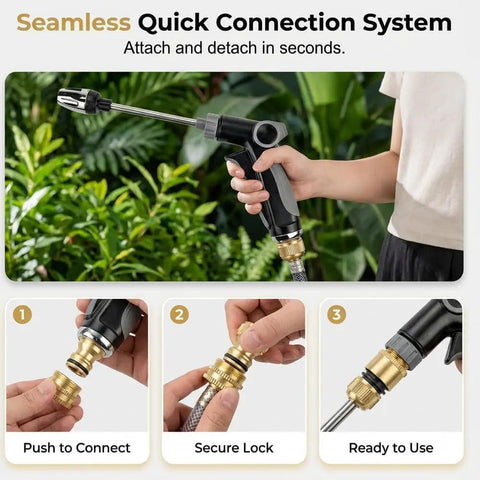 Beast Mode Heavy Duty High Pressure Washer Nozzle With 360 Degree Rotating Spray And 3 Spray Modes, installation demonstration