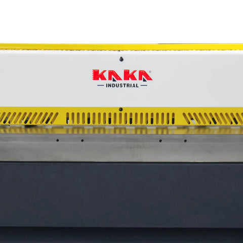 Close-up of Tough As Nails Electric Metal Shear 49 Inch Cutting Width with KAKA branding, ideal for HVAC fabrication.