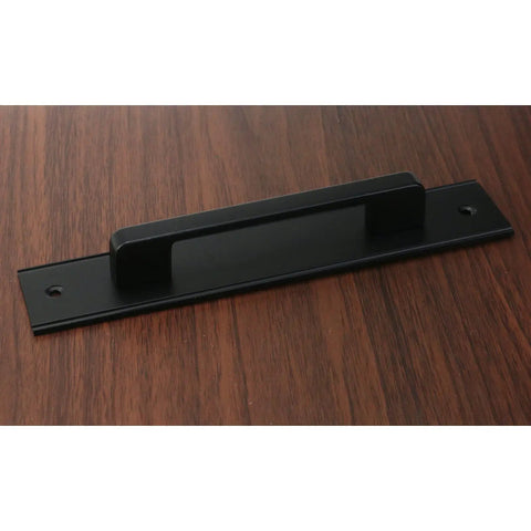 Premium Black Barn Door Pull Handles 2 Piece Set Heavy Duty Aluminum Sliding Closet Hardware With Rustproof Coating For Solid Grip and Smooth Performance on wooden surface.