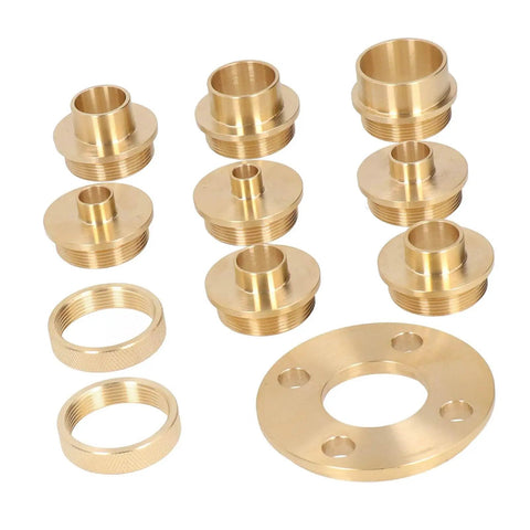 Pro Shop Essential Brass Router Template Kit Including Eight Precision Bushing Sizes Solid Lock Nuts And Multi Fit Adapter with brass bushings