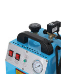 No Sweat Commercial Steam Iron With Four Liter Tank Pro Grade Industrial Steamer For Garment Shops And Hotels control panel and pressure gauge.