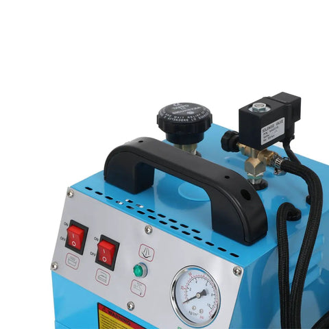 No Sweat Commercial Steam Iron With Four Liter Tank Pro Grade Industrial Steamer For Garment Shops And Hotels control panel and pressure gauge.