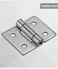 Stainless steel damping torque hinge, small size, front view with two mounting plates and four screw holes