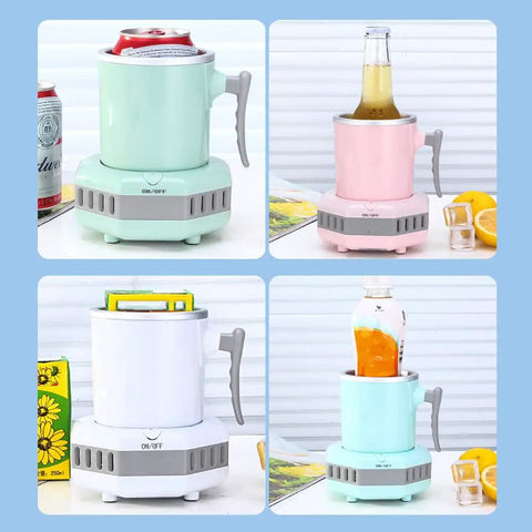 Your Daily Driver Chiller That Keeps Sips Frosty Without The Ice Hassle Mini Portable Cooler in mint and pink, ideal for drinks.