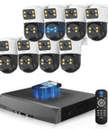 4K Ultra HD Auto Tracking Wired Security Camera System With Outdoor PoE PTZ Cameras Dual Lens Surveillance Kit, Weatherproof DVR