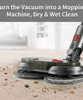 Electric Mop Attachment For Dyson V7 V8 V10 V11 Vacuums With LED Headlights And Water Reservoir in action on floor