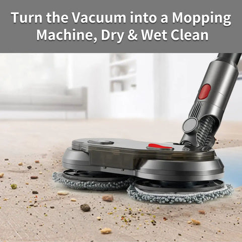 Electric Mop Attachment For Dyson V7 V8 V10 V11 Vacuums With LED Headlights And Water Reservoir in action on floor