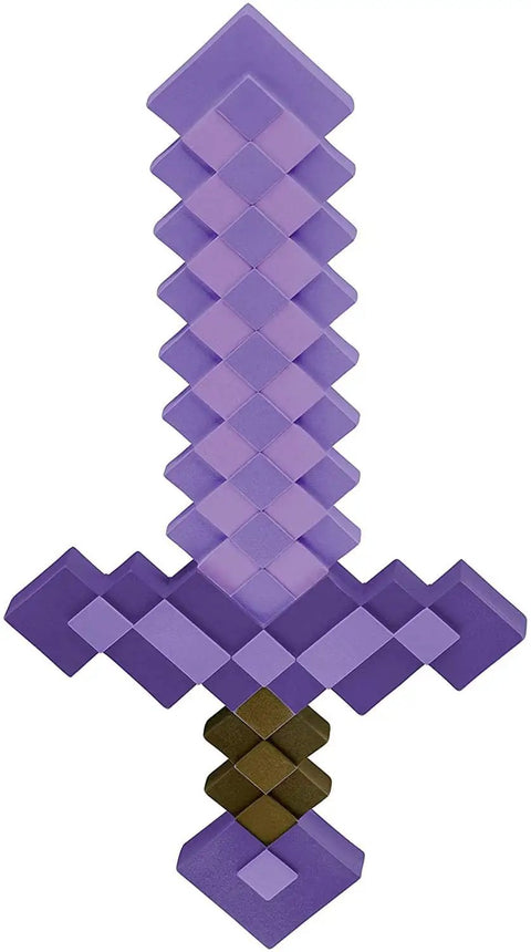 Enchanted Purple Minecraft Sword Toy Weapon Costume Accessory Plastic Video Game Inspired Replica 20.25 Inch Length Kids Dress Up Gear