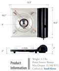 Top view of Agni Portable Butane Camp Stove With Auto Piezo Ignition, 2800 Kcal Hr Output 11500 BTU, showing dimensions and details