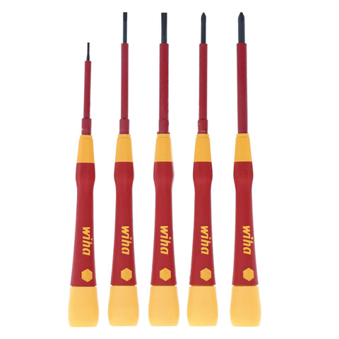 Insulated PicoFinish Precision Screwdriver Set 5 Piece Slotted and Phillips 1000V VDE Rated Black Oxide Pro Grade with Exact Fit Tips