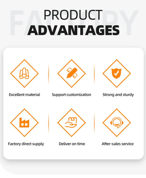 Icons highlighting product advantages of Heavy Duty Skid Steer Loader Attachment Set For Backhoe Trencher And Stump Grinder