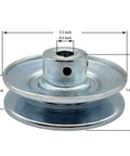 Heavy Duty Single Groove V Belt Pulley For A B 5L 4L Belts Three And A Half Inch Outer Diameter Half Inch Bore Carbon Steel Motor Pulley Built Tough And Zinc Plated Includes Two Screws And Standard Keyseat, side view displaying dimensions.