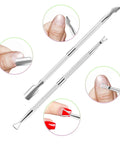 5 In 1 Cuticle Care Kit With Stainless Steel Trimmer Pusher Nipper Dead Skin Fork And Triangle Nail Scraper tools in use