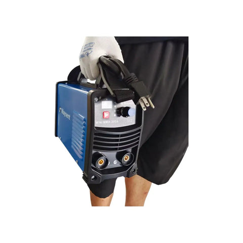 Person holding 200A Portable MMA Stick Welder 110V Inverter With Digital Display Hot Start Arc Force Anti Stick