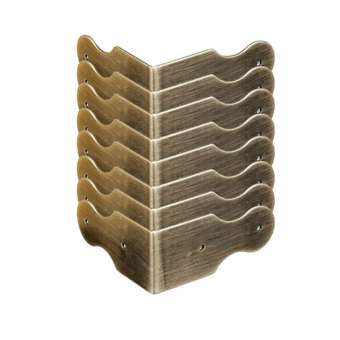 Kick Up Your Crafts With These Top Tier Solid Brass Corner Guards In Sweet Antique Bronze Finish 8 Piece Kit stack of corner guards for furniture repair