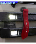 Custom Red Deco Tow Strap For Car Bumper And Trunk, Stylish Trailer Belt Plus Towing Rope Auto Exterior Bling With Abs Hook, personalized racing stripe on vehicle front.