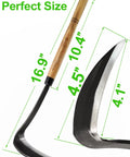 17 Inch Sickle Hoe Hand Weeder With Kama Blade High Carbon Steel One Piece Tool Hardwood Handle Sharp Edge For Quick Weed Removal