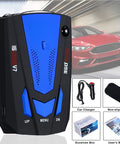 360 Degree Radar Detector With GPS Speed Trap Alerts, 16 Band Voice Warnings, Front Side And Rear Detection, HD Webcam, Blue